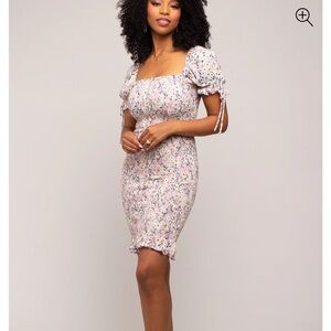 Pinkblush Floral Mini Dress with Puff Sleeves